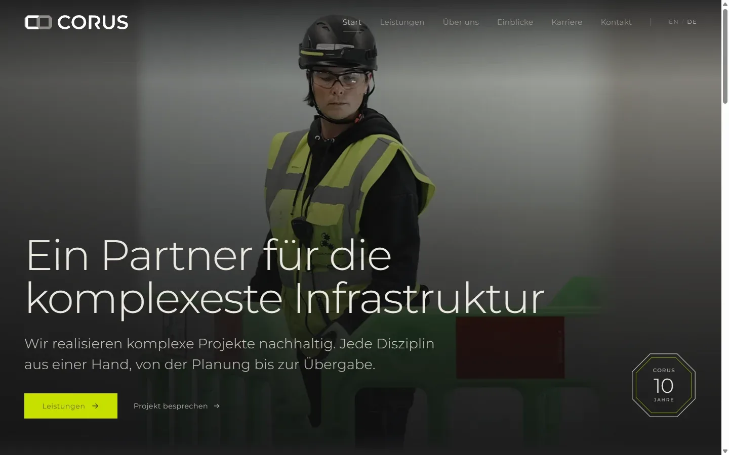 Neue Website corus.ag, Startseite auf Deutsch