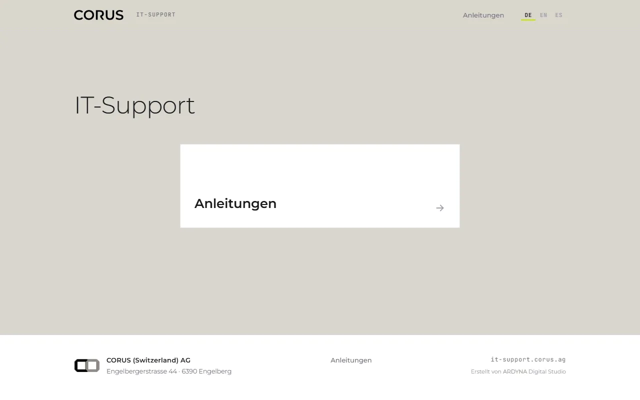 it-support.corus.ag - dreisprachiges Support-Portal