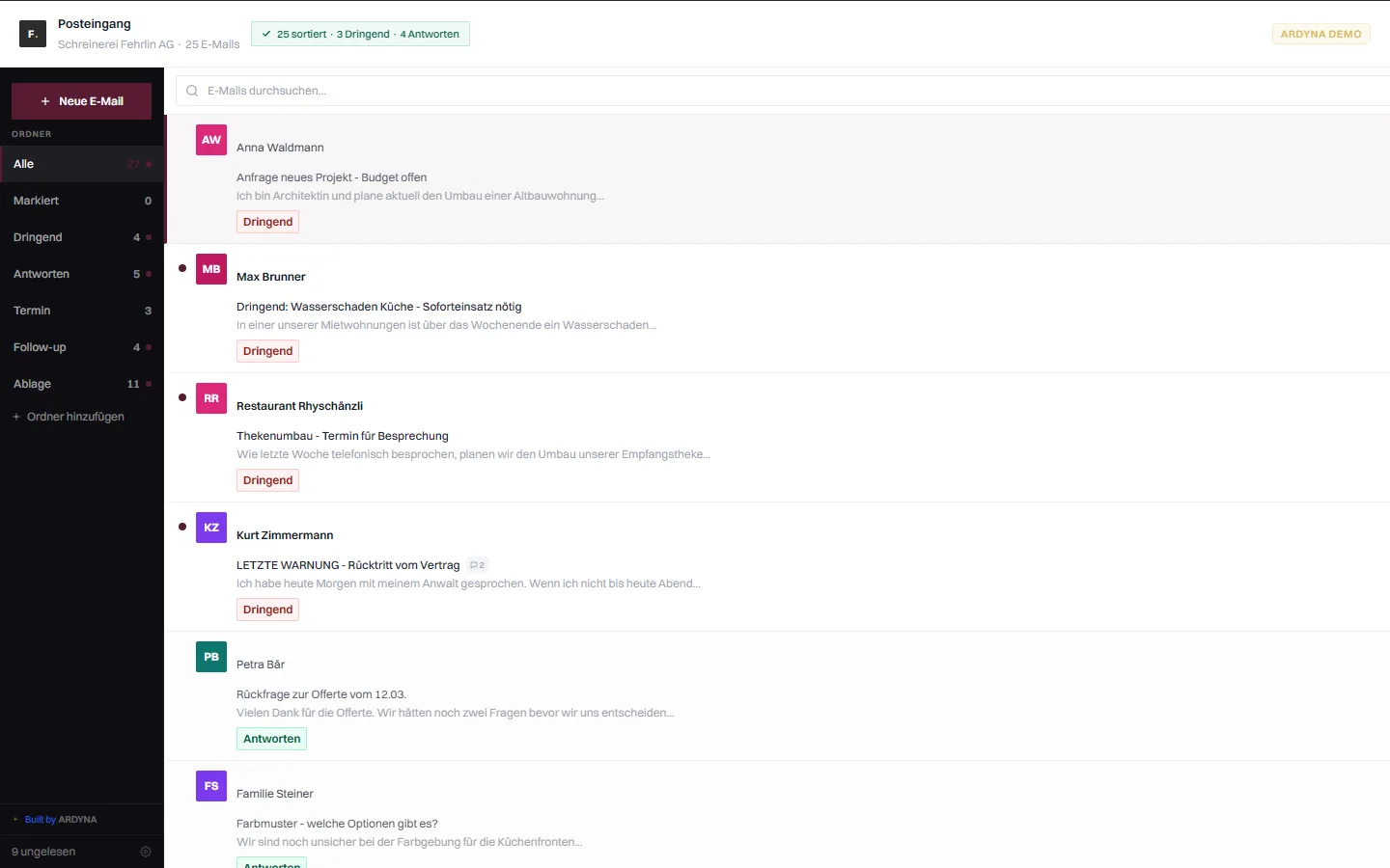 Der Posteingang sortiert sich selbst