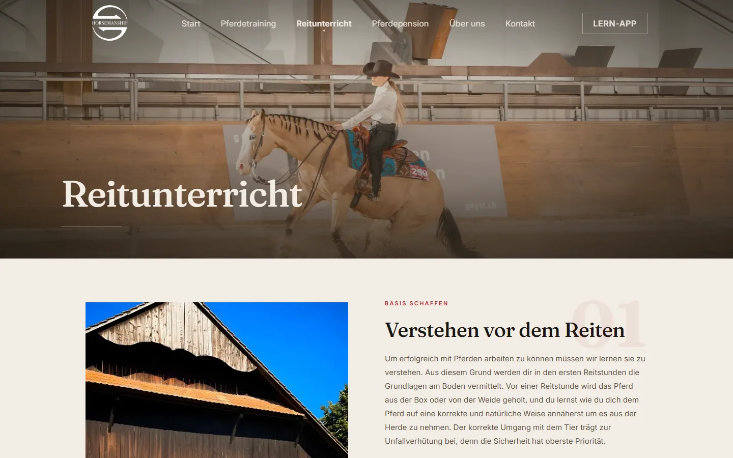 el-horsemanship.ch - Unterseite Reitunterricht